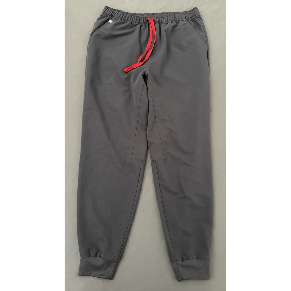FIGS Tansen Jogger Scrub Pants Adults Size Medium Gray Red Drawstring Pockets